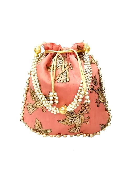 pink silk ethnic potli - 16275023 - Very Small Image - 1