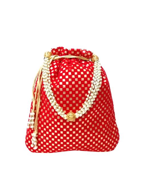red silk ethnic potli - 16275028 - Very Small Image - 1