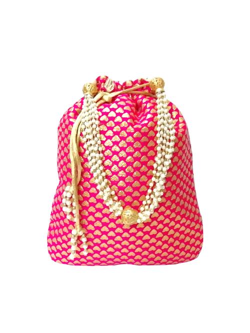 pink silk ethnic potli - 16275029 - Very Small Image - 1