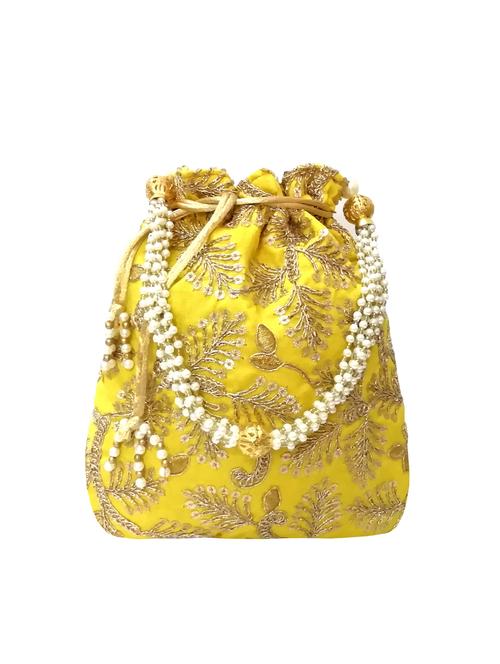 yellow silk ethnic potli - 16275032 - Very Small Image - 1