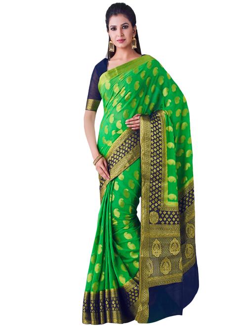 paisley kanjivaram saree with blouse - 16275534 - Very Small Image - 1