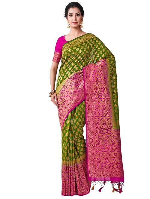 contrast kanjivaram saree - 16275560 - Very Small Image - 1