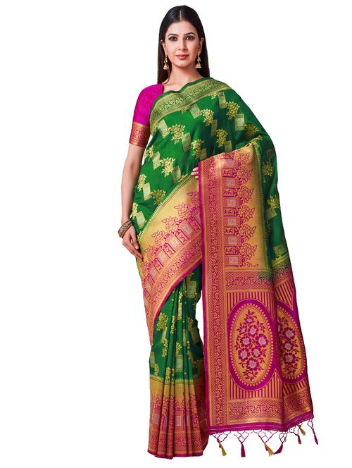 floral kanjivaram saree with blouse - 16275574 - Very Small Image - 1