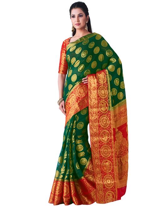 conversational kanjivaram saree with blouse - 16275577 - Very Small Image - 1