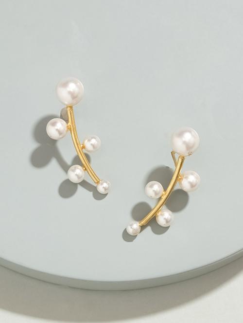 white brass drop earring - 16276351 - Very Small Image - 1