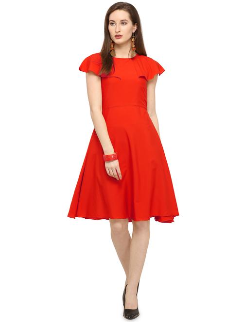 cape sleeved flared dress - 16276952 - Very Small Image - 1
