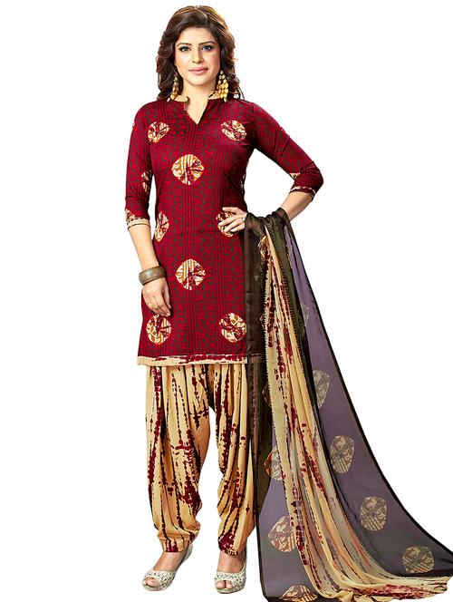 printed salwar unstitched suit - 16276983 - Very Small Image - 1
