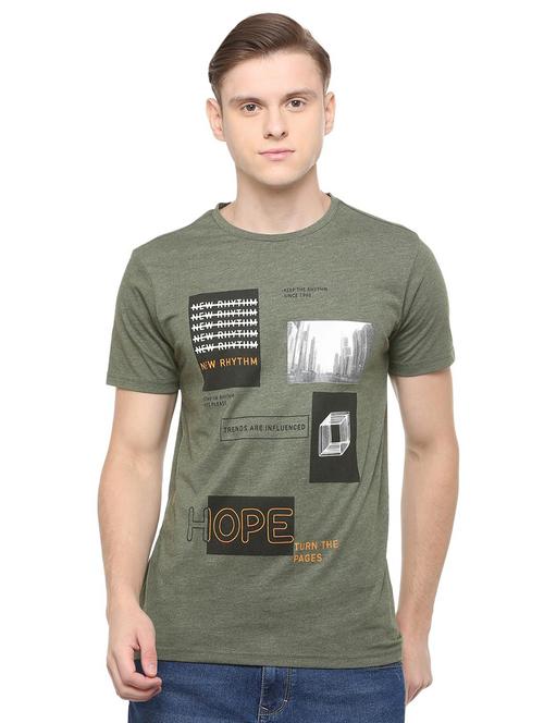green typographic front print t-shirt - 16278101 - Very Small Image - 1