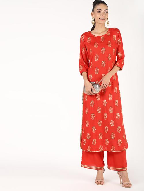foil printed kurta palazzo set - 16278725 - Very Small Image - 1