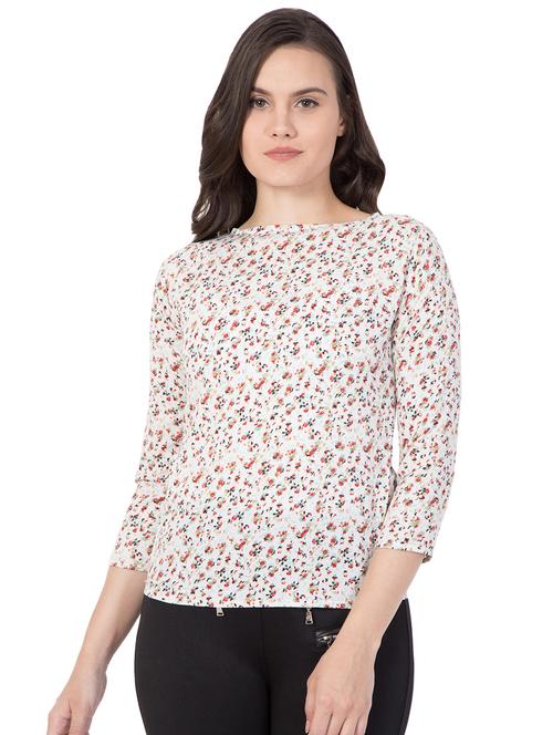 floral print boat neck top - 16278759 - Very Small Image - 1