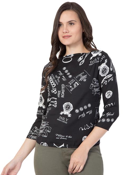 digital print boat neck top - 16278765 - Very Small Image - 1