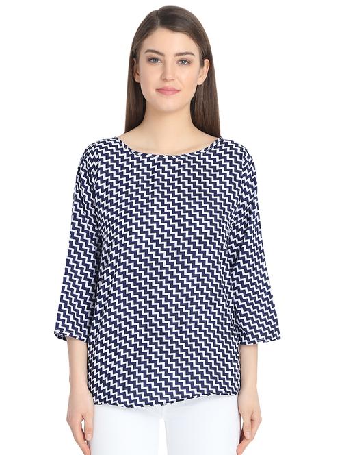 chevron print boat neck top - 16278790 - Very Small Image - 1