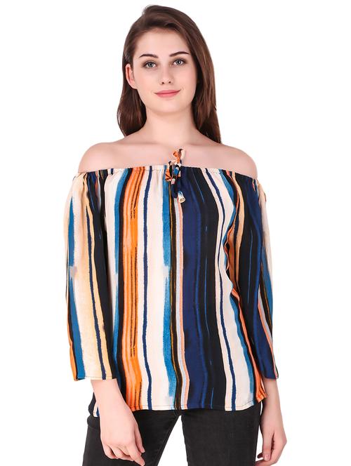 off shoulder stripes top - 16278795 - Very Small Image - 1