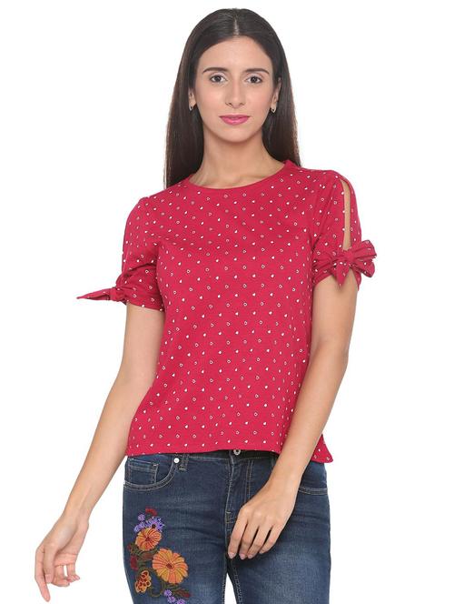 tie knot sleeve printed top - 16278857 - Very Small Image - 1