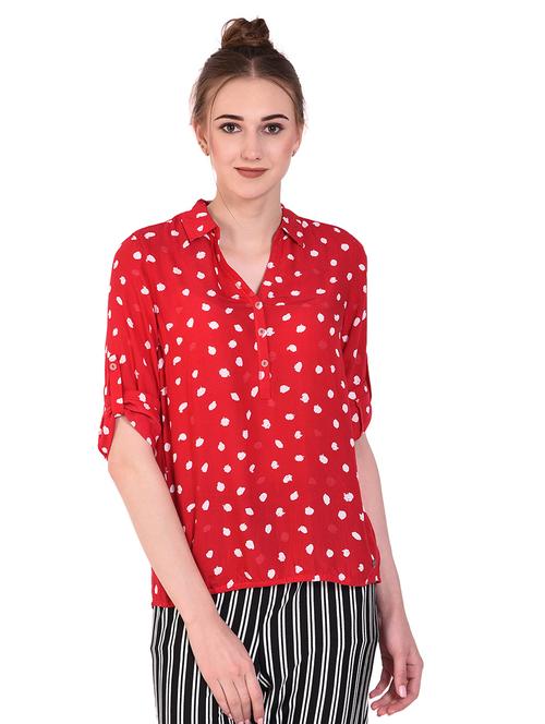 roll up sleeved button detail top - 16279449 - Very Small Image - 1