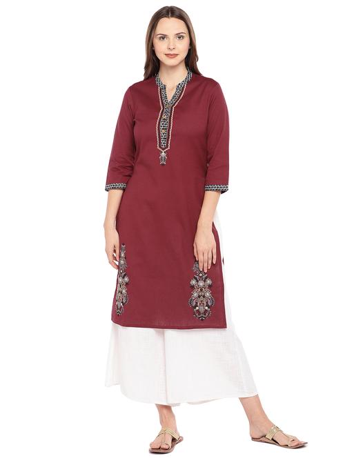 embroidered straight kurta - 16279530 - Very Small Image - 1