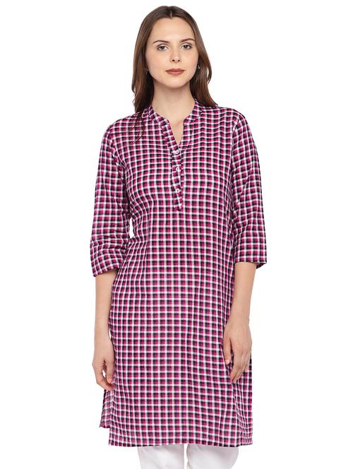 checkered straight kurta - 16279538 - Very Small Image - 1