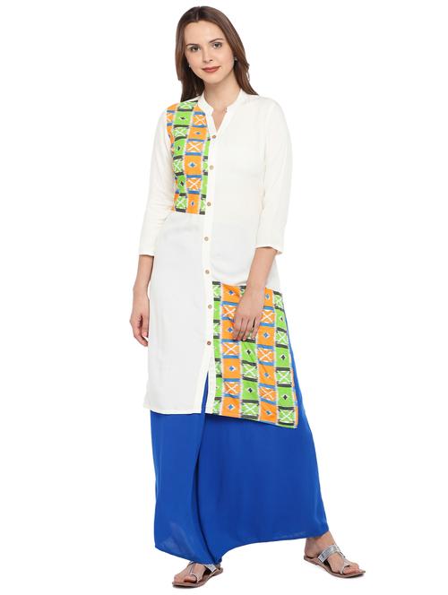 ikat printed straight kurta - 16279554 - Very Small Image - 1