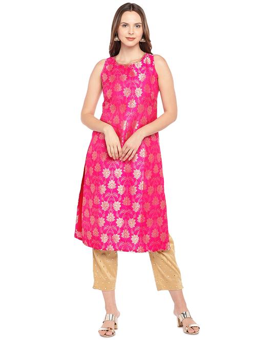 zari motifs straight kurta - 16279590 - Very Small Image - 1