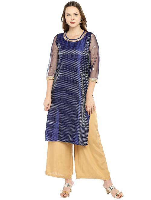 zari motifs straight kurta - 16279592 - Very Small Image - 1
