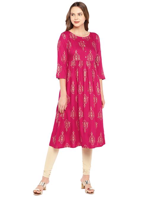 foil printed a-line kurta - 16279599 - Very Small Image - 1