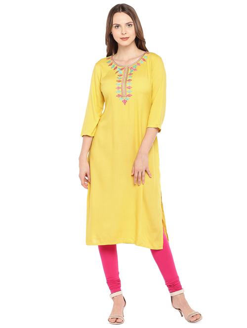 embroidered straight kurta - 16279617 - Very Small Image - 1