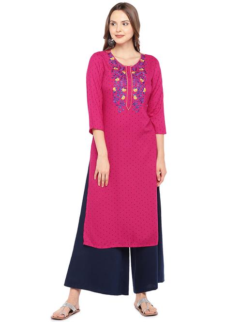 embroidered straight kurta - 16279618 - Very Small Image - 1