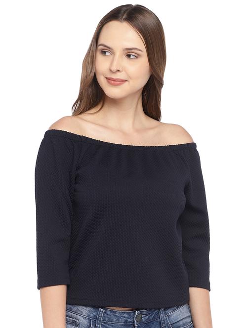 navy blue off shoulder top - 16279633 - Very Small Image - 1