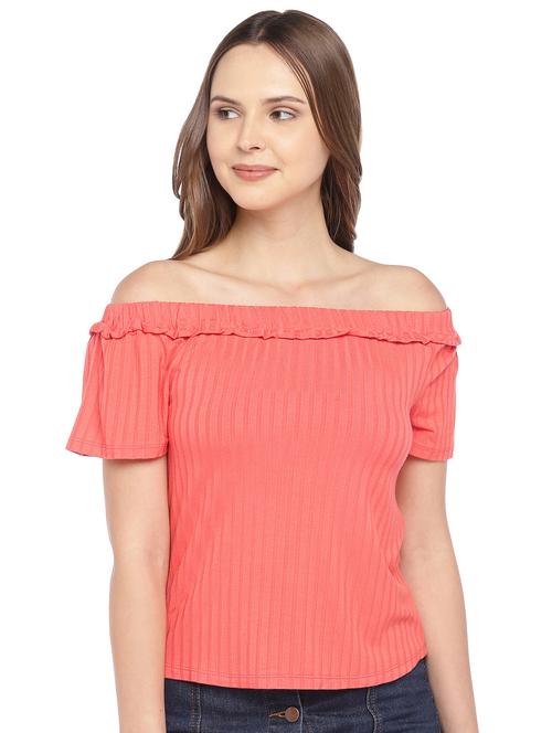 ruffle detail off shoulder top - 16279635 - Very Small Image - 1