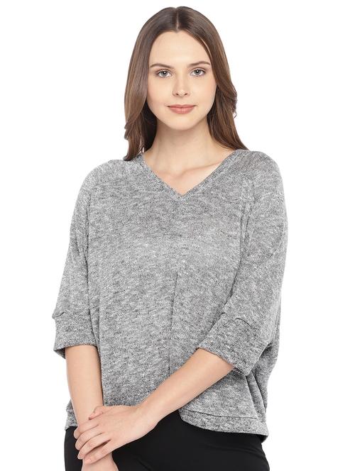 v-neck asymmetric hem top - 16279637 - Very Small Image - 1