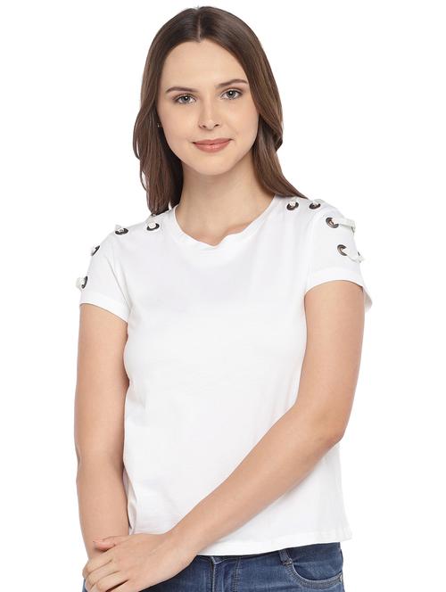 eyelet detail short sleeved top - 16279659 - Very Small Image - 1