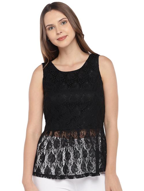 keyhole back floral laced top - 16279662 - Very Small Image - 1
