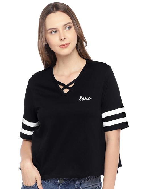 contrast binding criss cross detail top - 16279671 - Very Small Image - 1