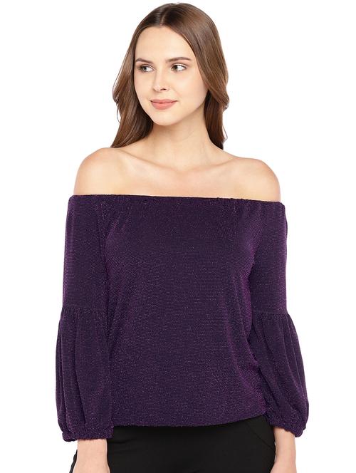 off shoulder shimmery top - 16279682 - Very Small Image - 1
