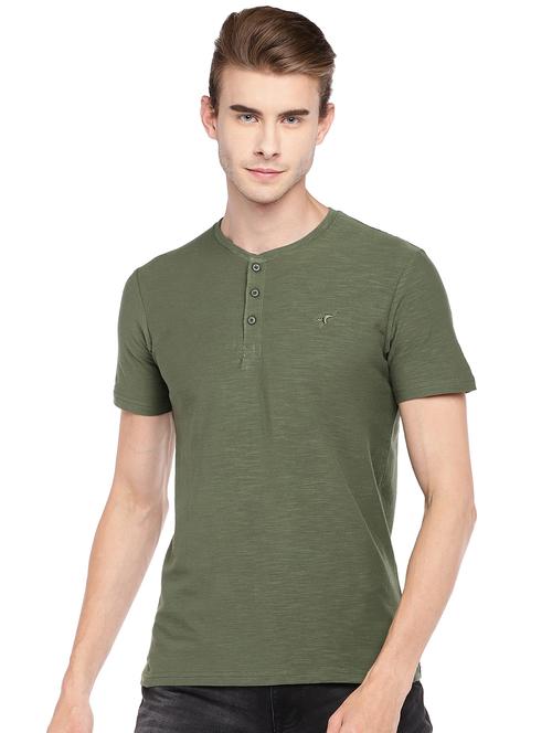 olive green solid tshirt - 16279820 - Very Small Image - 1