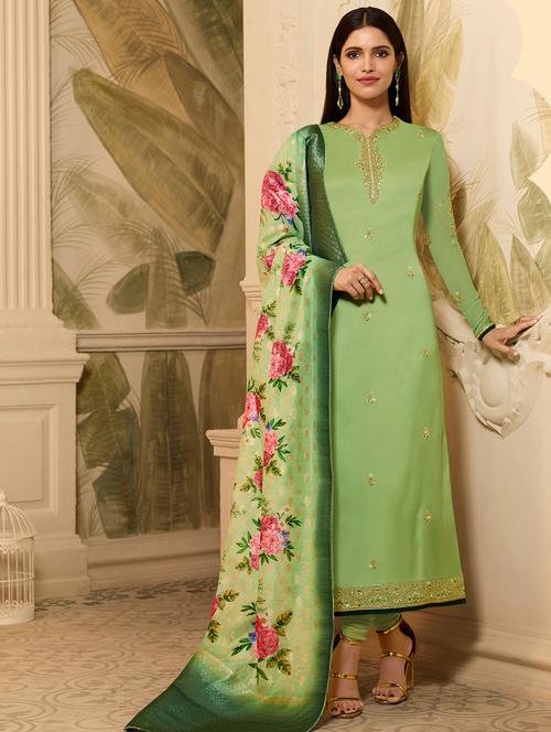 embroidered unstitched churidaar suit - 16279983 - Very Small Image - 1