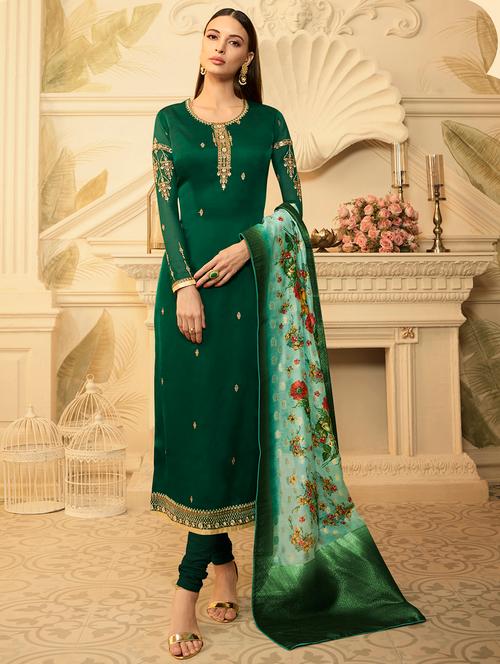 embroidered unstitched churidaar suit - 16279986 - Very Small Image - 1