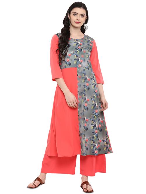 digital a-line kurta palazzo set - 16280278 - Very Small Image - 1
