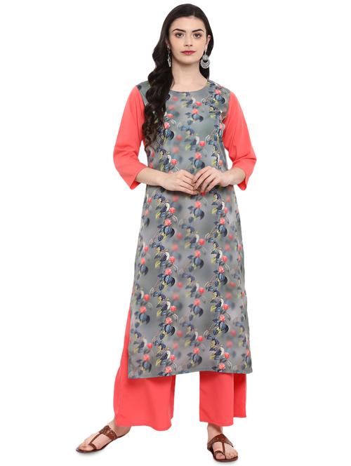 digital print a-line kurta palazzo set - 16280279 - Very Small Image - 1