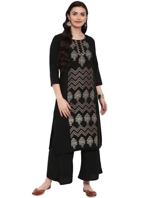 foil print kurta palazzo set - 16280289 - Very Small Image - 1
