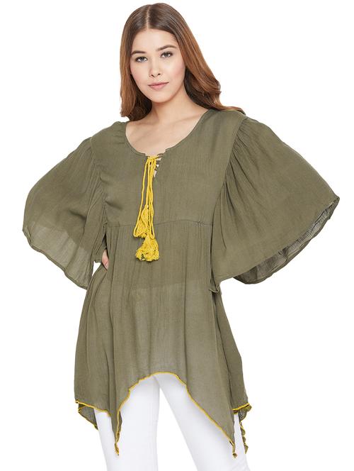 lace up detail asymmetric tunic - 16280526 - Very Small Image - 1
