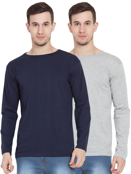 navy blue and grey solid t-shirt combos - 16280925 - Very Small Image - 1