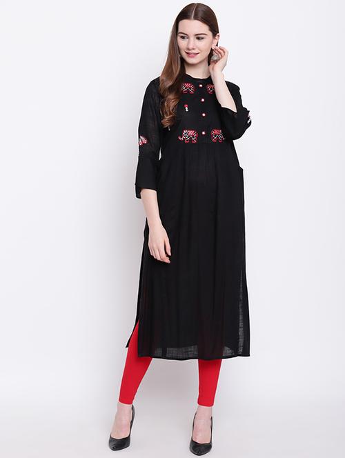 embroidered straight kurta - 16281054 - Very Small Image - 1