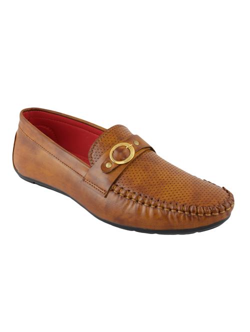 tan leatherette slip on loafers - 16281274 - Very Small Image - 1