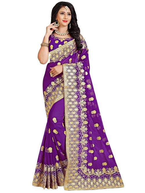 floral embroidered saree with blouse - 16281636 - Very Small Image - 1