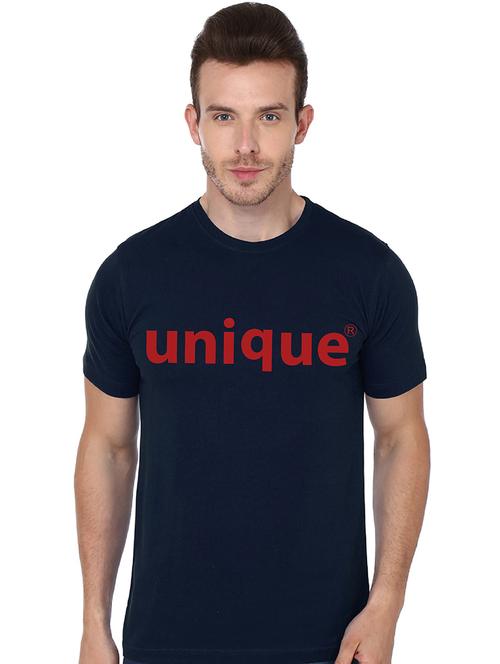 navy blue typographic chest print t-shirt - 16281739 - Very Small Image - 1
