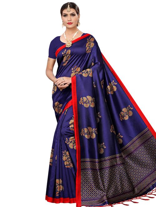 floral printed saree with blouse - 16281951 - Very Small Image - 1