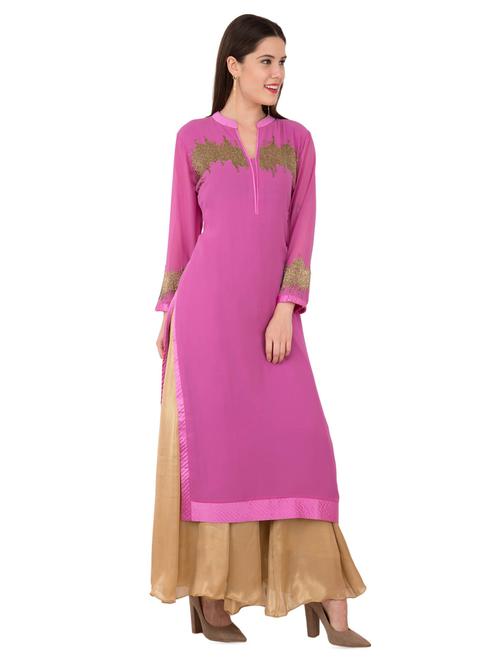 foil printed straight kurta - 16282417 - Very Small Image - 1