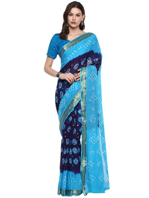 zari border bandhani saree with blouse - 16282451 - Very Small Image - 1