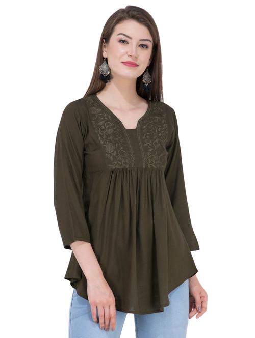 gather detail embroidered top - 16282558 - Very Small Image - 1